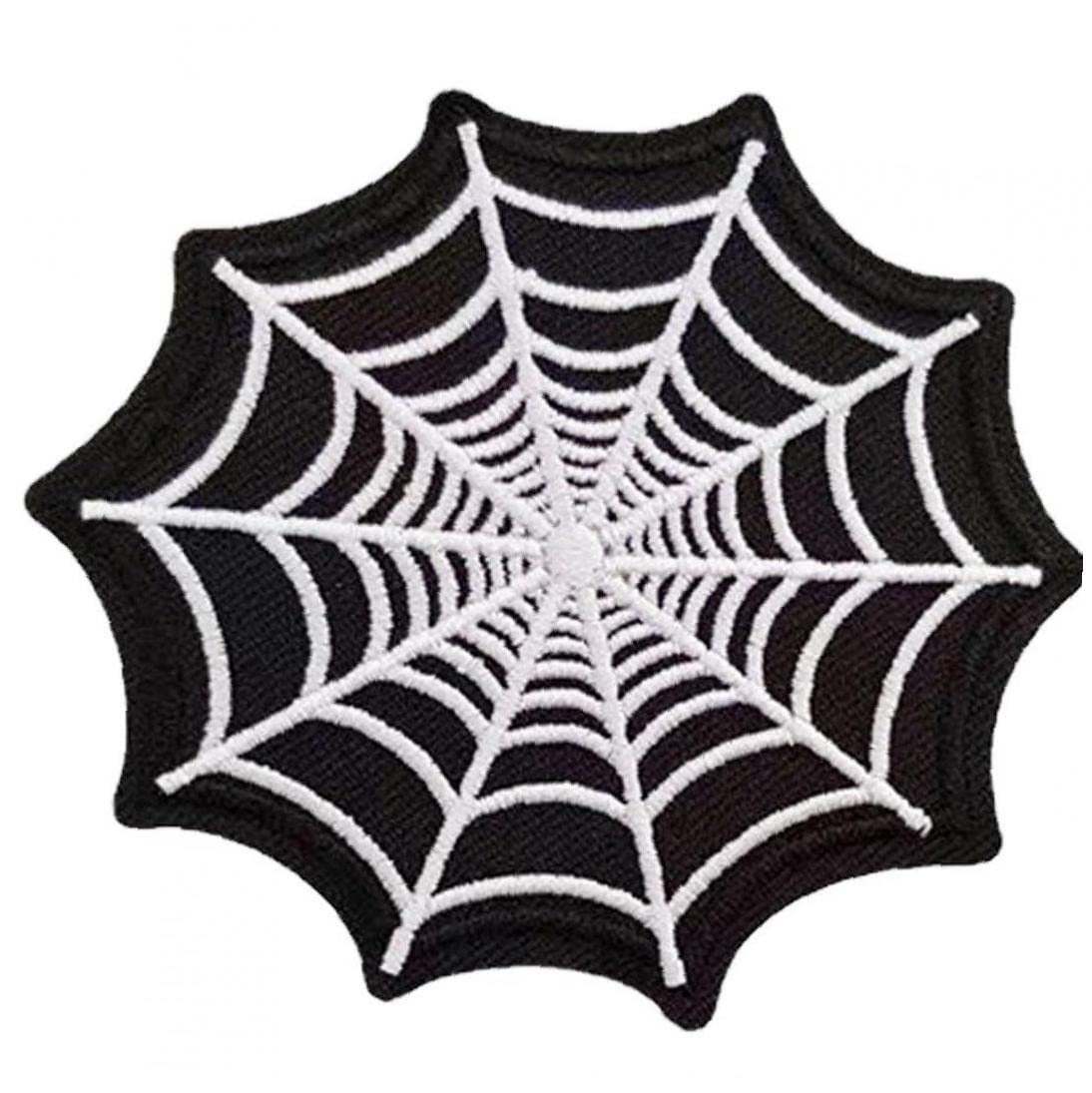 Haowul Girls Black Embroidered Iron On Patches Spider Web Patches Punk Style Embroidered Appliques Clothes Sewing Applique Stickers