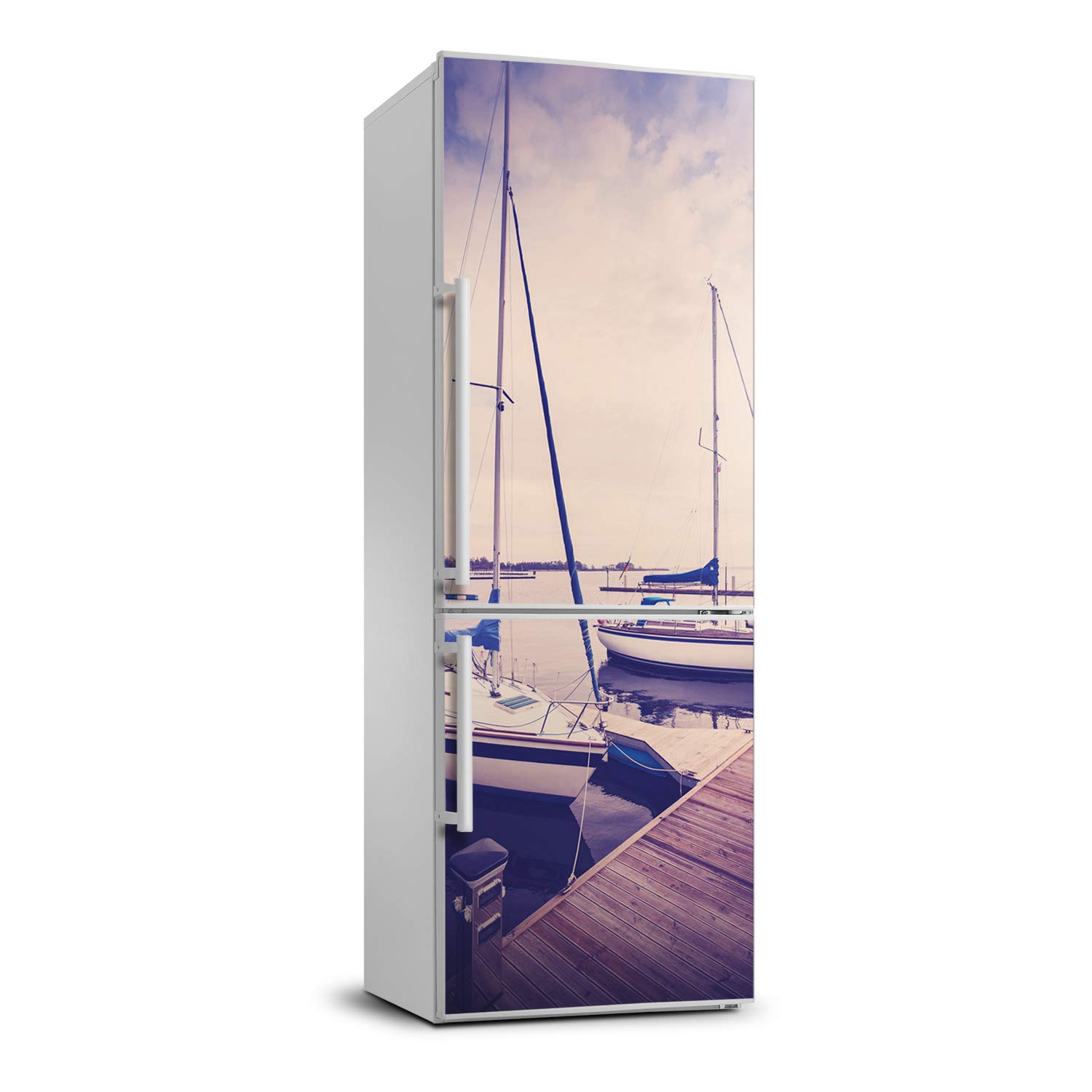 Autocollant frigo yachts pour s'evader face a l'ocean depuis sa cuisine