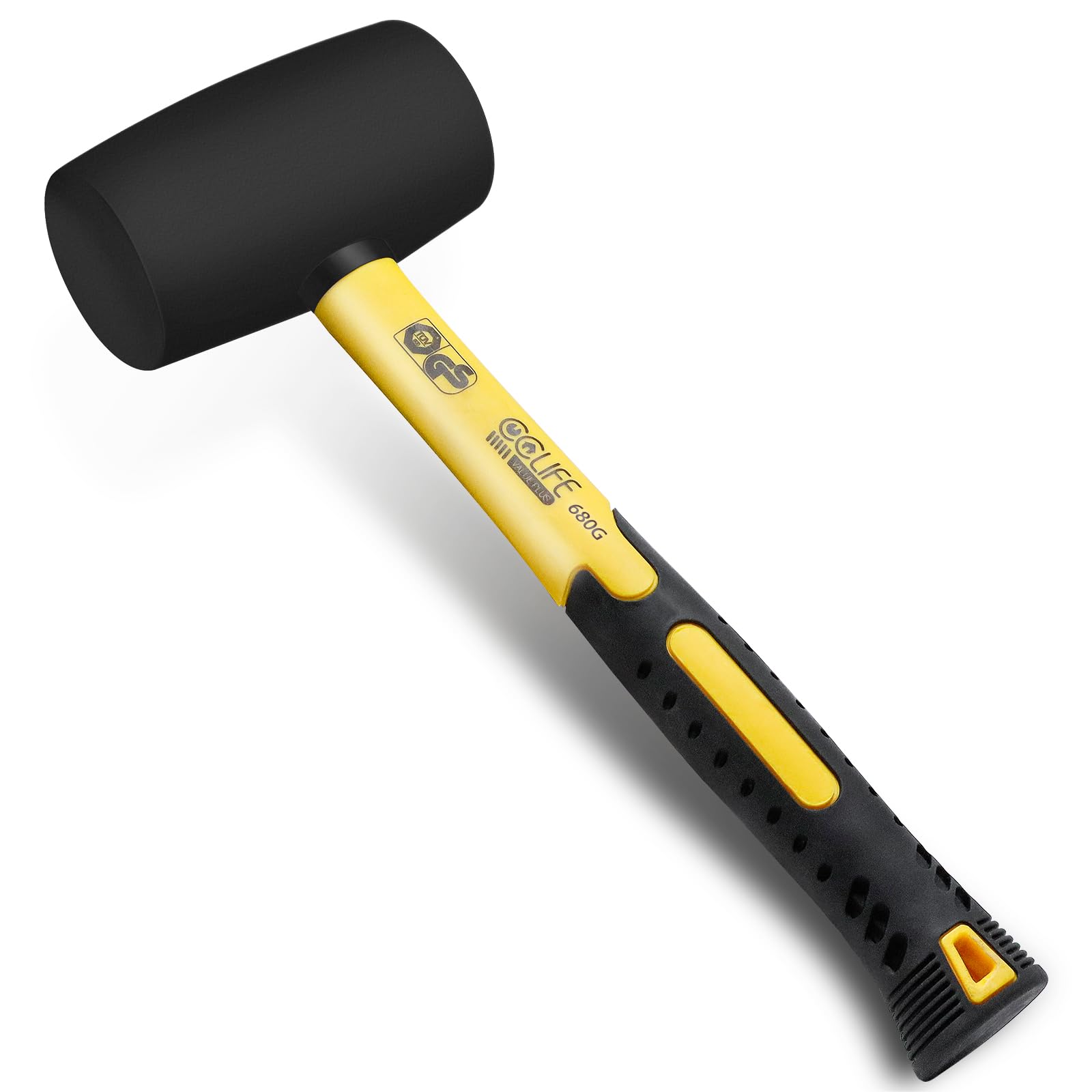 CCLIFE Gummihammer Schwarz 450g Zertifiziert durch TÜV und GS Gummi hammer mit zwei Seiten, Schonhammer für Bodenleger und Fliesen
