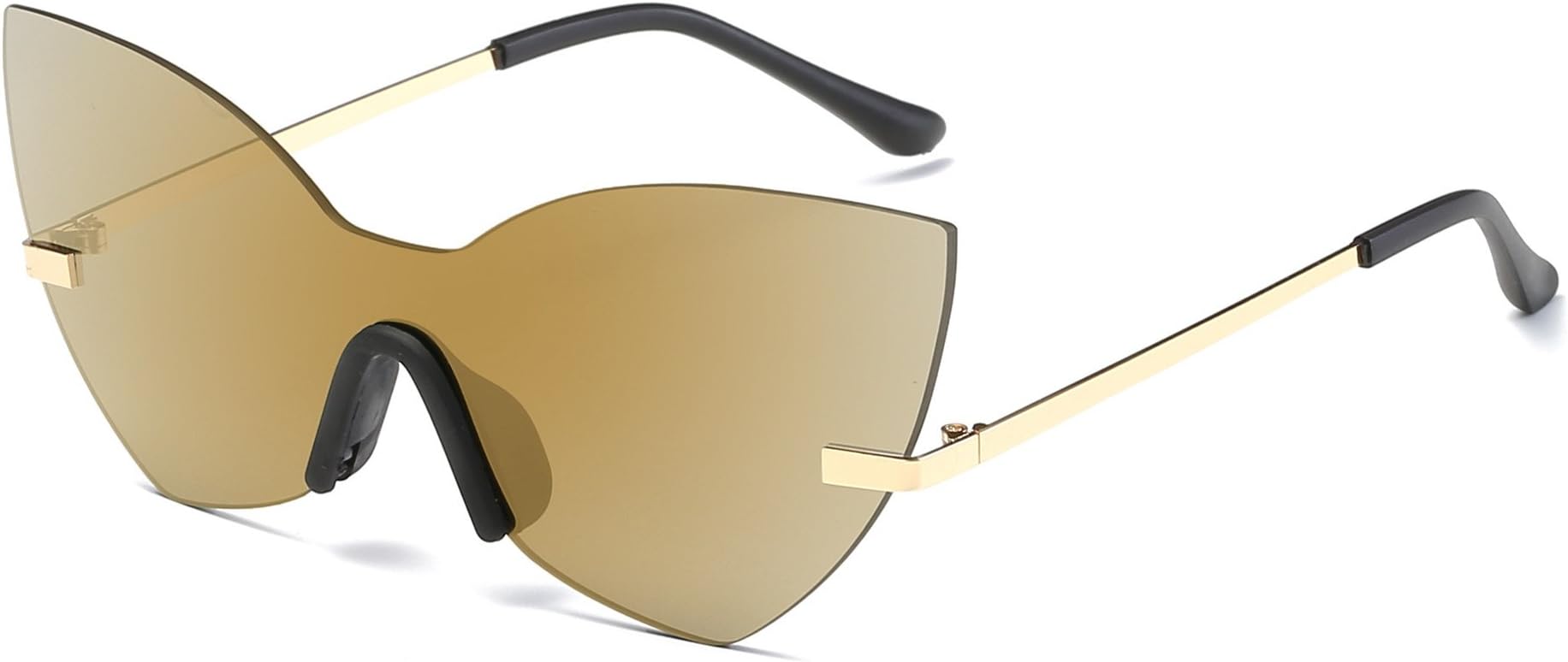 AOME One Piece Mirrored sunglasses, Butterfly Designer Cat Eye Sunglasses (Gold&Gold, 2.0)