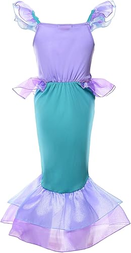 Vista 2 de JerrisApparel Disfraz de sirena de princesa para niñas, vestido de fiesta de cosplay