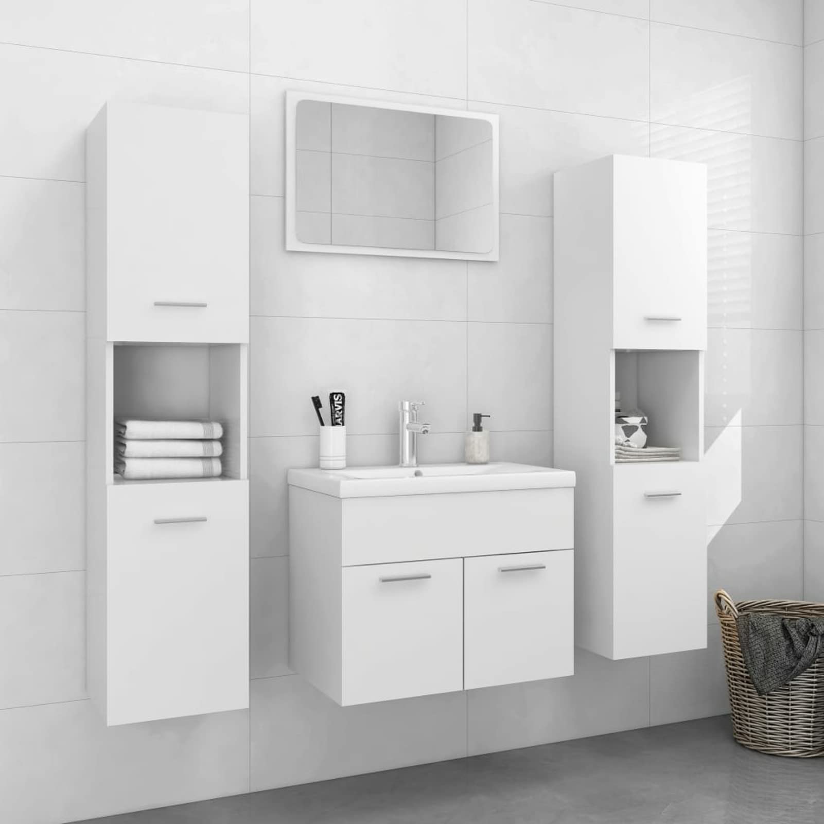 Conjunto de Muebles de baño aglomerado Blanco Conjunto BañO Mueble Y Lavabo