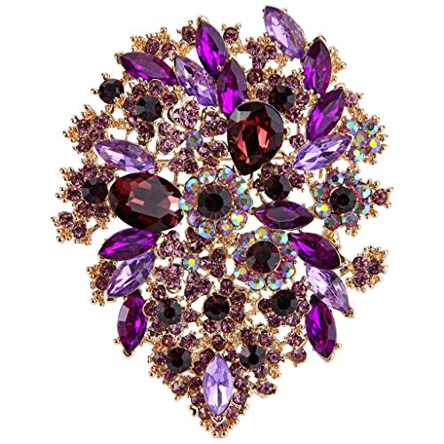 Image of EVER FAITH Women's Austrian Crystal Vintage Style Flower Leaf Cluster Brooch Pendant