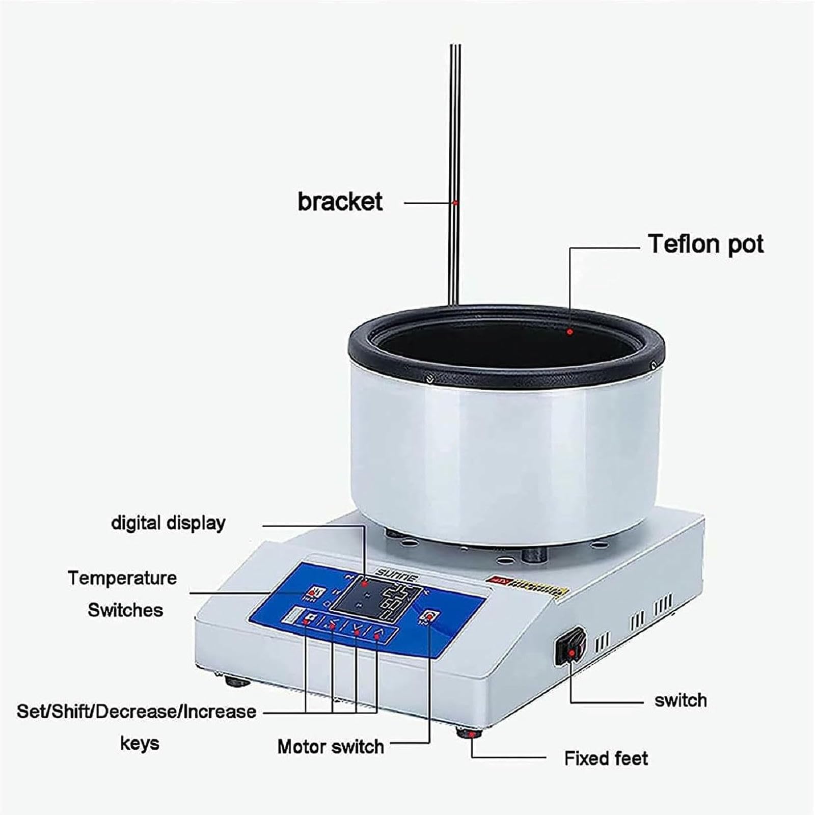 Digitaler Magnetrührer mit Heiztopf und Temperatursensor, ideal für die Laborheizbehandlung von Kugelkolben, effiziente und vielseitige Lösung