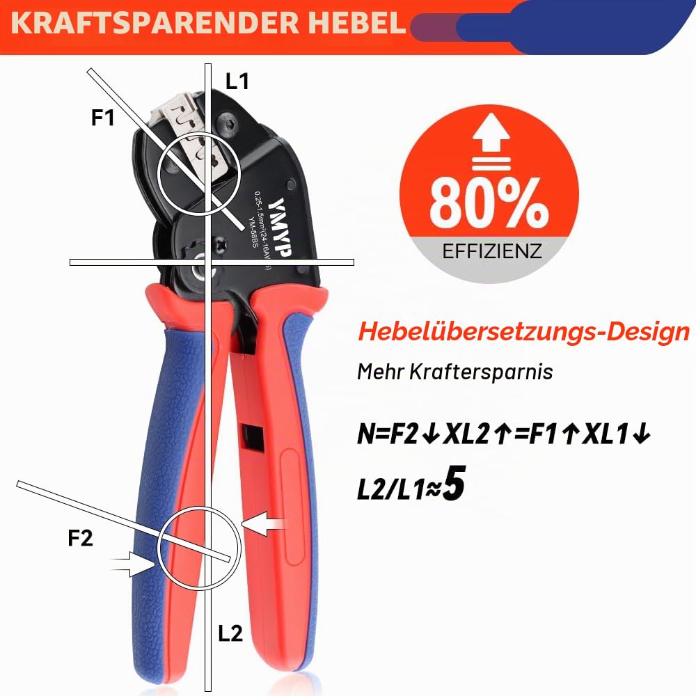 Crimpzange Stecker Set inkl 590 Teile JST-SM Kit - (0,25-1,5mm²) - Crimpzange für AMP-TE 2,8/4,0/4,8/6,3 JST-SM2,54/XH2,54/VH3,96 & Molex