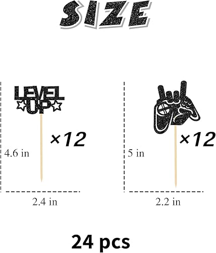 Miniatura 2 de 24 adornos de cupcakes de nivel superior, temática de videojuegos, baby shower, decoración de fiesta de cumpleaños para niños, controlador de