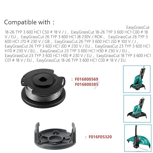 Rasentrimmer Spule,Drahtspulen mit Trimmerdraht Bosch EasyGrassCut 18-230 Rasentrimmer, Rasentrimmer Spulen Fadenschneider (2 Spulen + 1 Kappe)