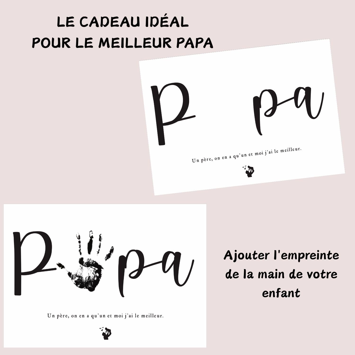 Empreinte Papa Cadeau Fête des Pères avec cadre en bois souvenir bébé