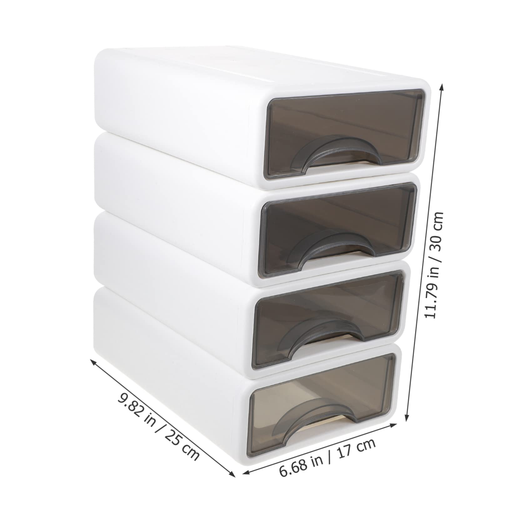 GLEAVI 4Pcs Stackable Desktop Organizer Clear Drawer Type Sundries Storage Boxes for Makeup Cosmetics Compact Pearl Design for Efficient Table Organization