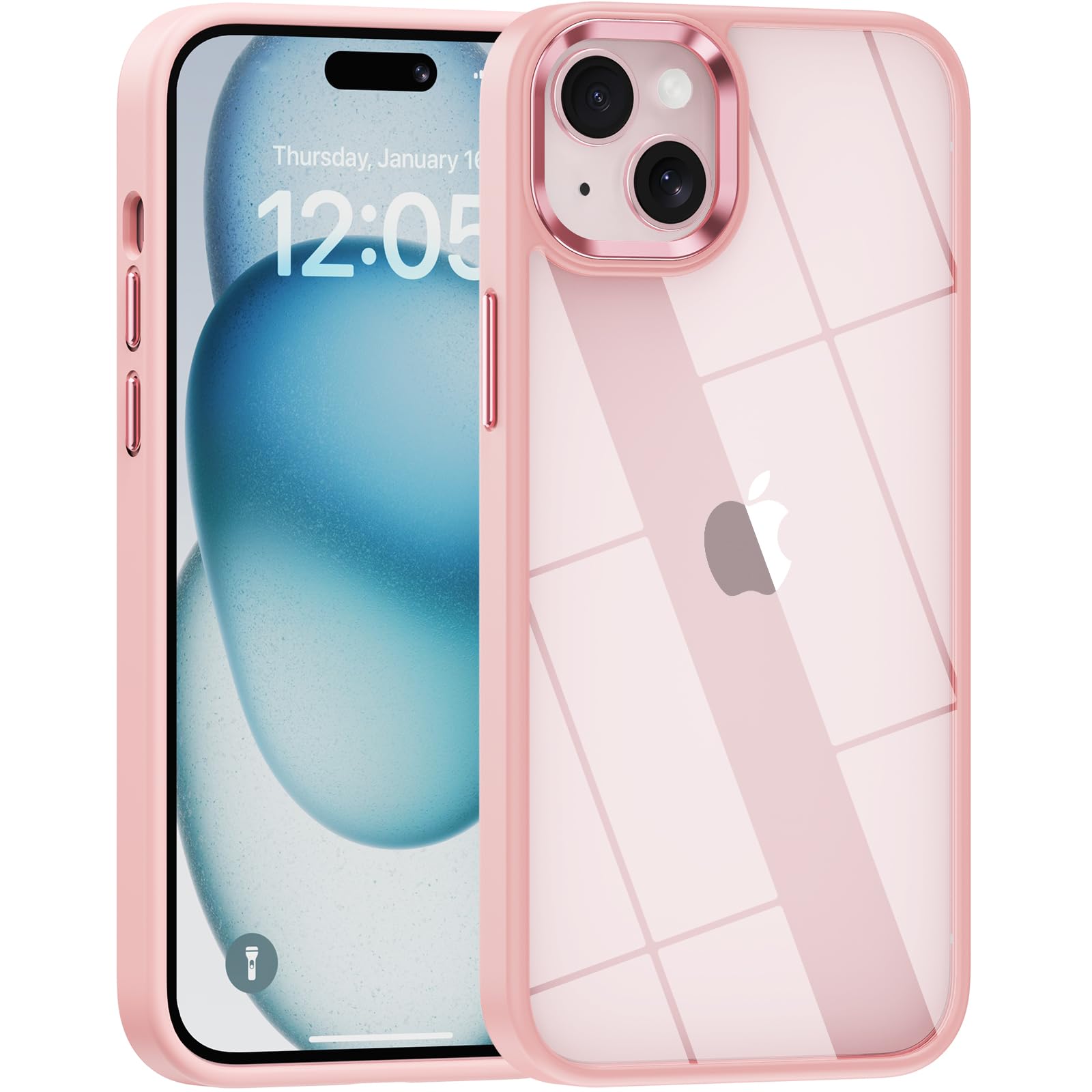 saputu for iPhone 15 Plus case,Crystal Clear Hard PC Back +Soft TPU Frame Shockproof Military-Drop Protection,Classic Hybrid Case for iPhone 15 Plus-