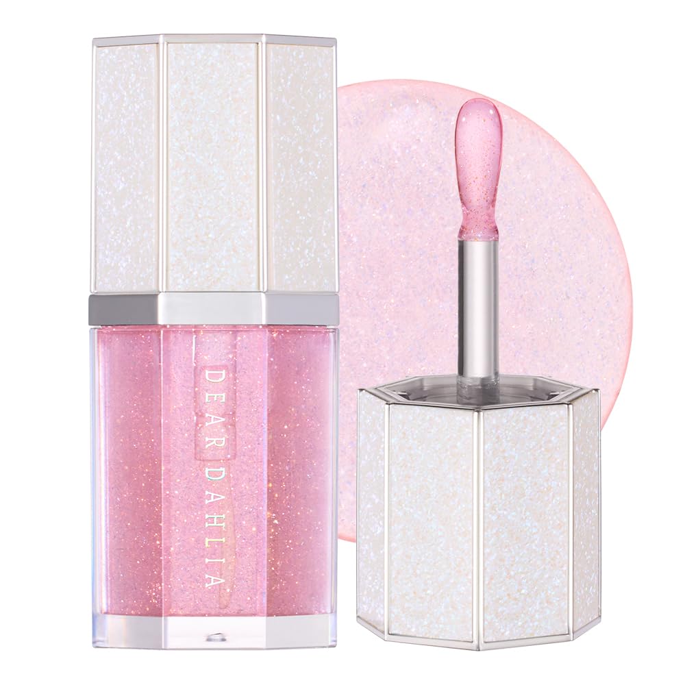 DEARDAHLIA Dear Dahlia Paradise Sparkle Lip Glaze – High-Shine Vegan Lip Gloss for Juicy, Glassy Lips with Glitter or Shimmer Finish, Lip Plumper, Cooling Plumping Formula, 0.19 fl oz - LOVE STONE