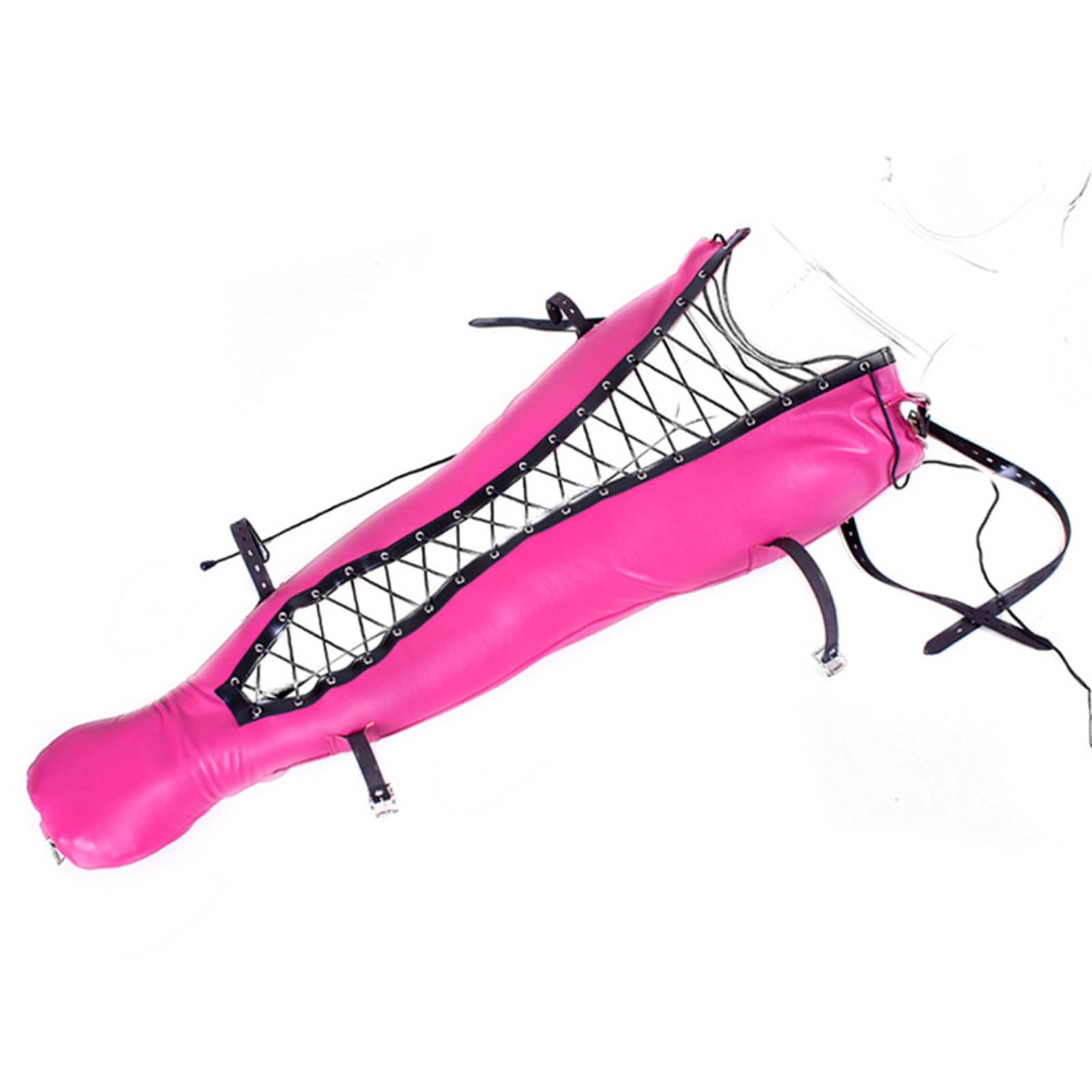 Weich Leder Beinbinder Bondage Sex Fuß Fesseln Damen Tight Zwangsjacke Bein Bondage Harness mit Verstellbarem Gurt Restraint System Rollenspiele Slave Fetisch Bett Zubehör,Rosa,M