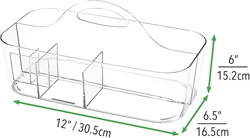 Miniatura 4 de mDesign Organizador de ducha dividido de plástico con asa, almacenamiento para baño o dormitorio, capacidad para jabón de manos, champú, esponjas,