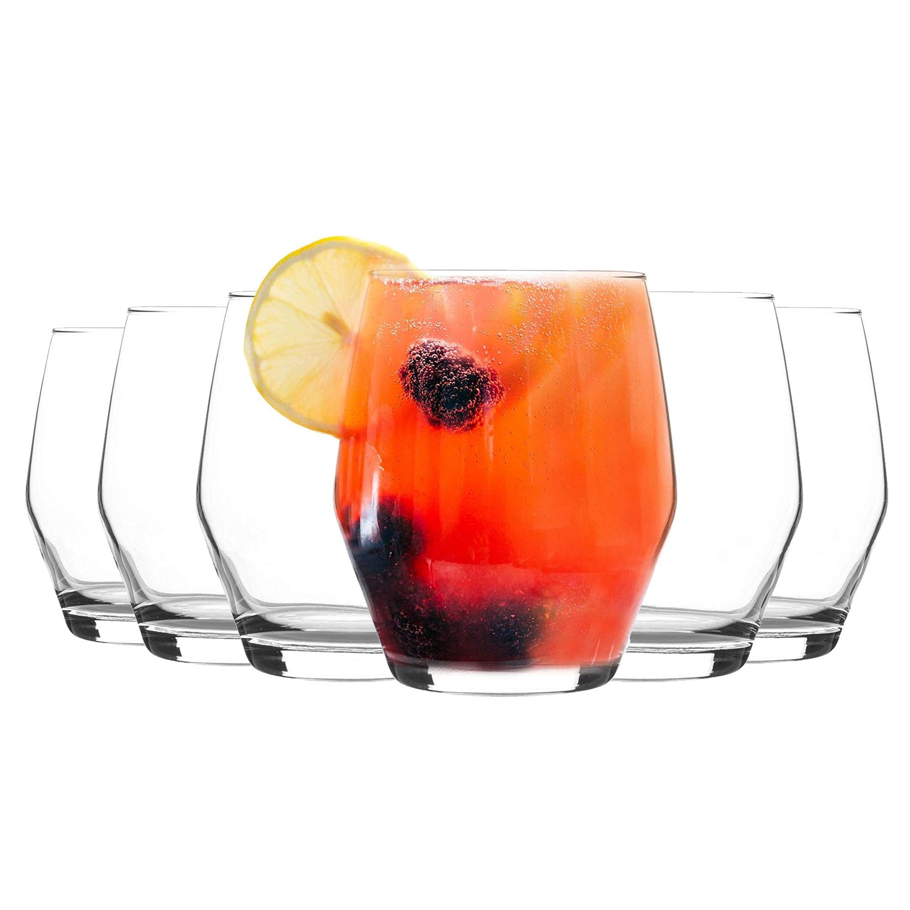 LAV 12x Clear 370ml Ella Tumbler Glasses - Stemless Kitchen Water Whiskey Wine Gin Juice Cocktail Drinking Glass Set