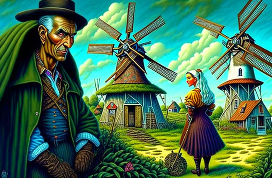 Art mural de vieux moulin hollandais pour créer une ambiance évasion fantasy à la maison
