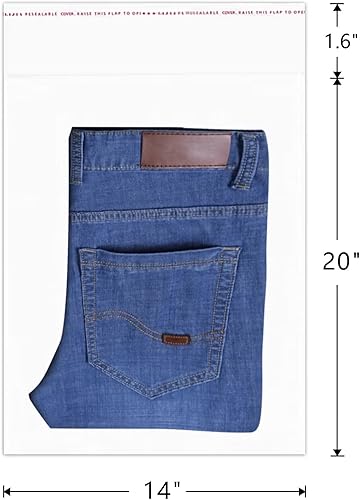 Miniatura 2 de 200 bolsas de polietileno OPP autosellantes de 14 x 20 pulgadas, bolsas de celofán transparentes resellables de plástico de 1 mil para ropa, ropa,
