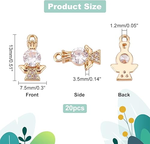 Miniatura 2 de DICOSMETIC 20 dijes con temática de espíritu de ángel, ángel de la guarda, hada, micro pavimenta con circonita cúbica, dijes colgantes de latón,