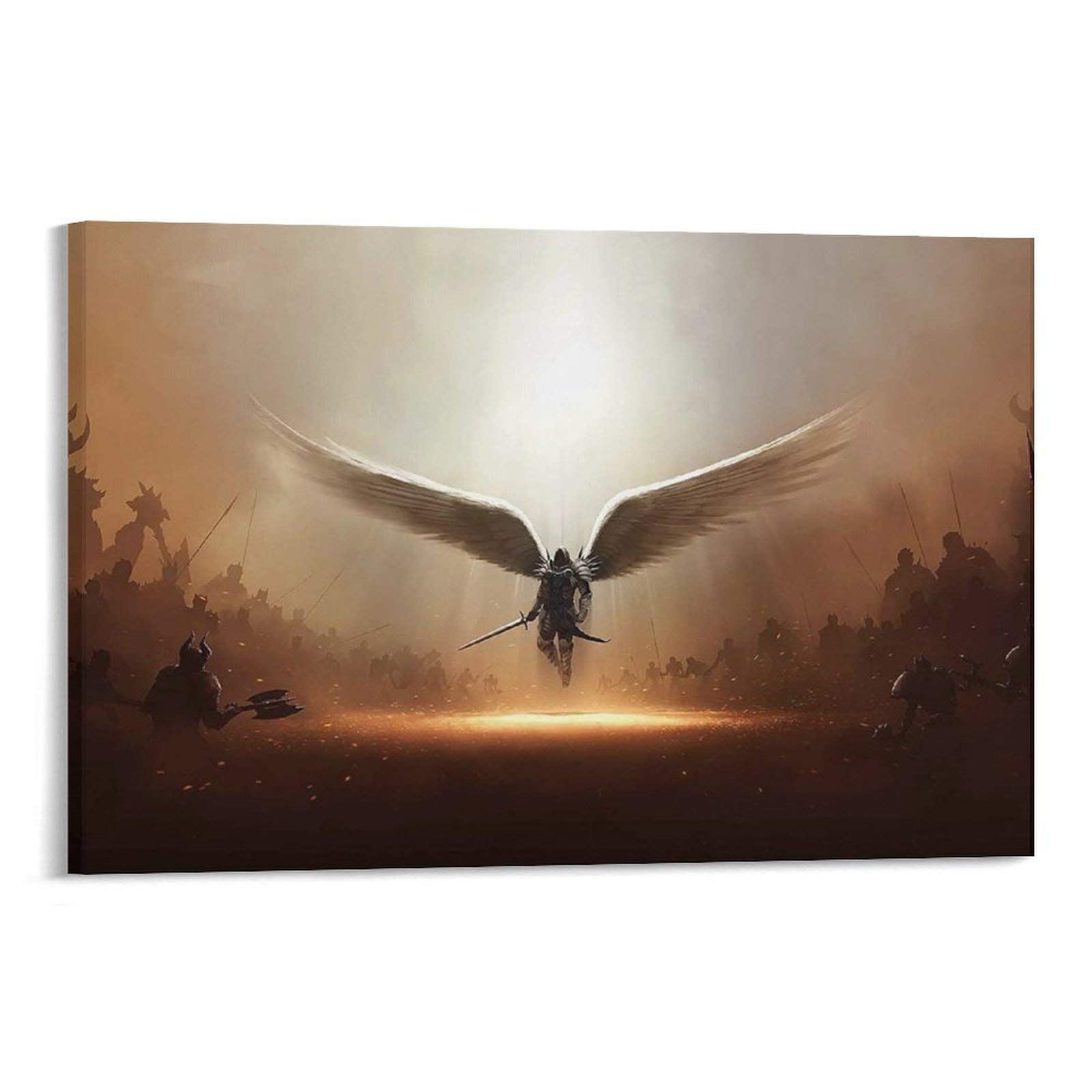 QUANHUA Art Abstract Poster Dark Angel Warrior Wall Art Poster Gifts Bedroom Prints Home Decor Hanging Picture Canvas Painting Posters 16×24inch(40×60cm)