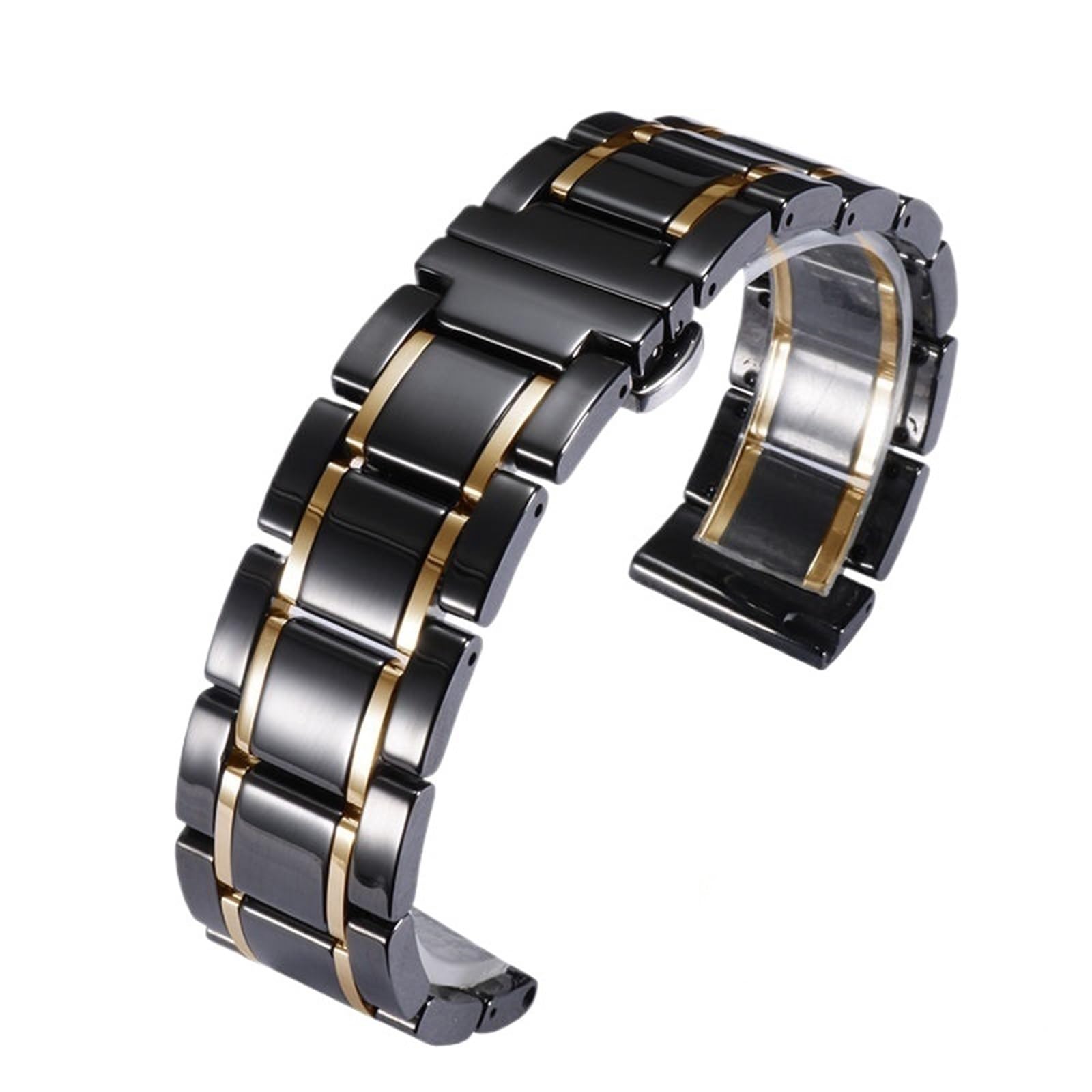 Bracelet de montre universel acier inoxydable réglable look noir or