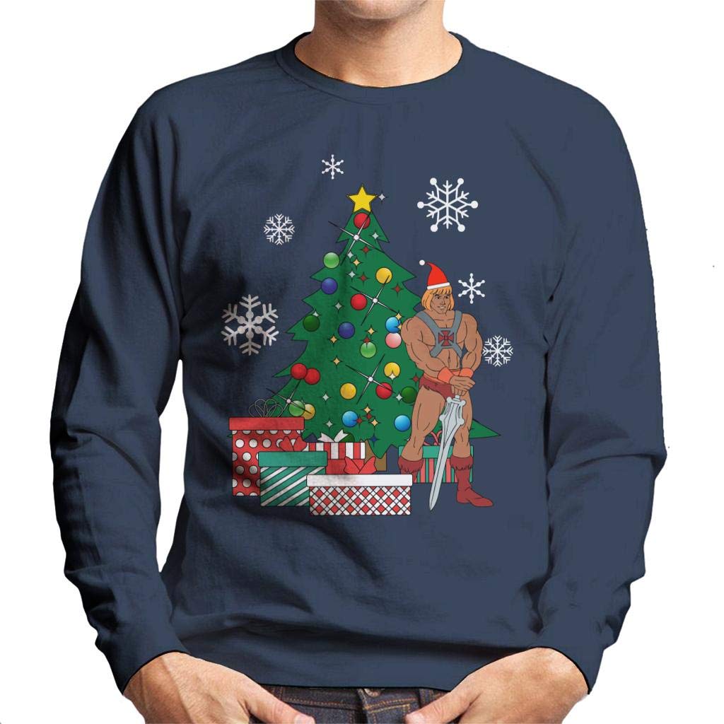 Cloud City 7 Men's Navy Blue He Man Around The Christmas Tree Sweatshirt
