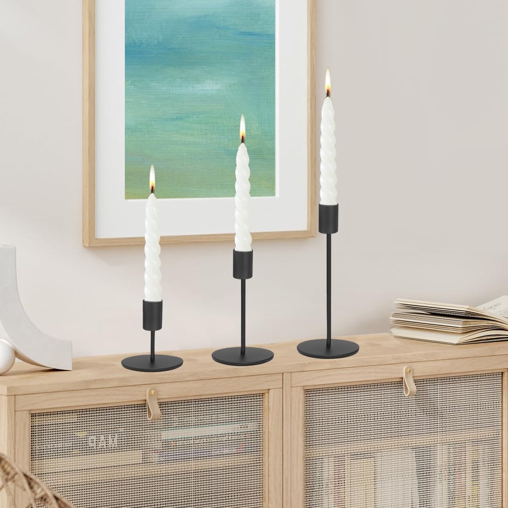 Set of 6 Black Candlestick Holders - Decorative for Home Decor, Wedding, Dining, Party, Anniversary - Image 3
