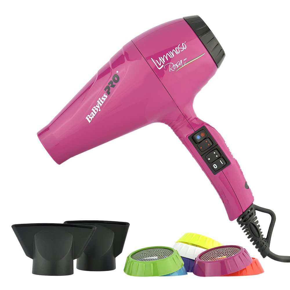 Babyliss Pro – Sèche-Cheveux lumineux ionico, 6 ajustements de chaleur et vitesse, 2100 W rose