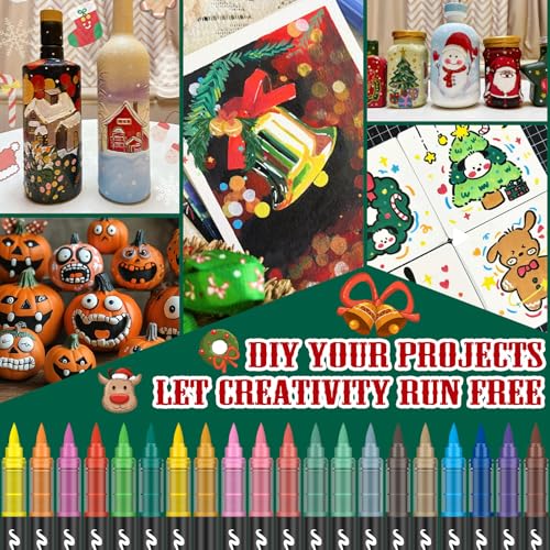 Image of Acrylic Paint Markers, Soft Brush Tip Pens and Markers, Acrylic Paint Pens for Wood, Stone, Canvas, Glass, Fabric, Egg, Rock Painting and DIY Craft Art Supplies (60)