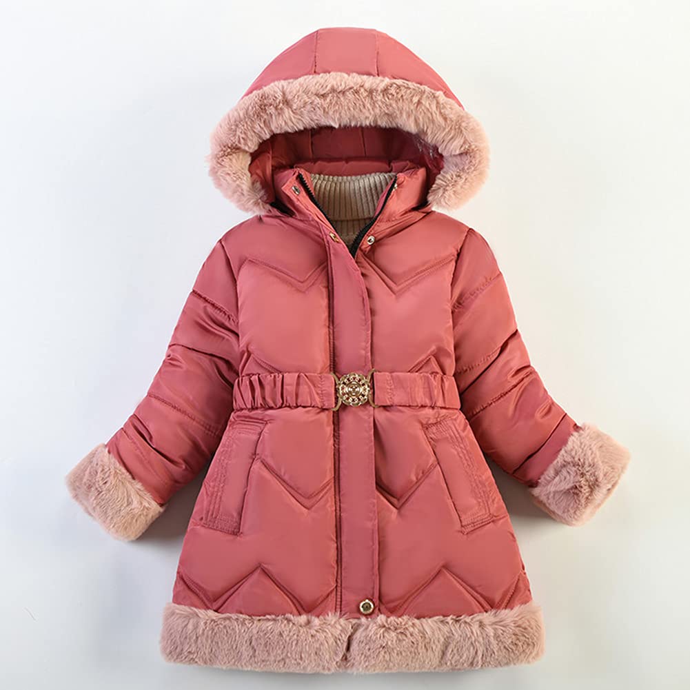 Cappotto invernale per bambini, caldo e caldo, giacca invernale per bambini, in cotone, per primavera, autunno e inverno, rosa scuro, 122 cm-128 cm