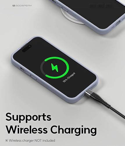 Miniatura 6 de GOOSPERY Funda de silicona líquida compatible con iPhone 15, suave al tacto, protección de cuerpo completo, a prueba de golpes, con forro de