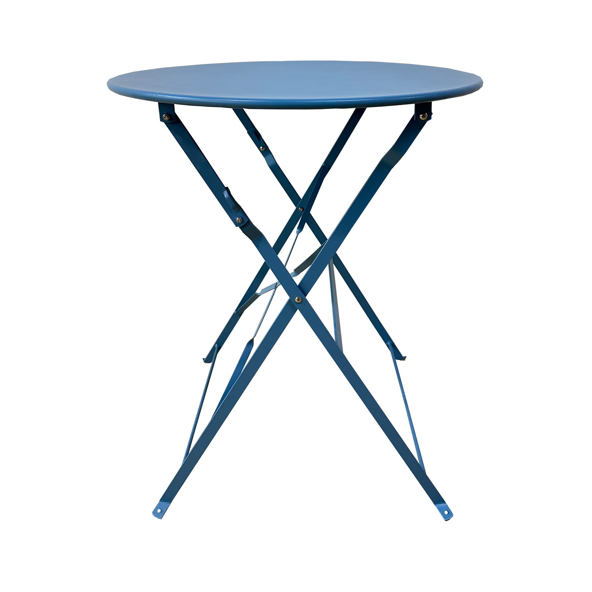 Rebecca Mobili Set Bistro Tavolino con 2 Sedie da Balcone Azzurro Acciaio Antiruggine 71x60x60 cm