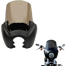 TCMT Headlight Fairing Cover with 15'' Smoke Windshield Fits For Harley Dyna FXDXT T-Sport (Matte Black+Smoke)