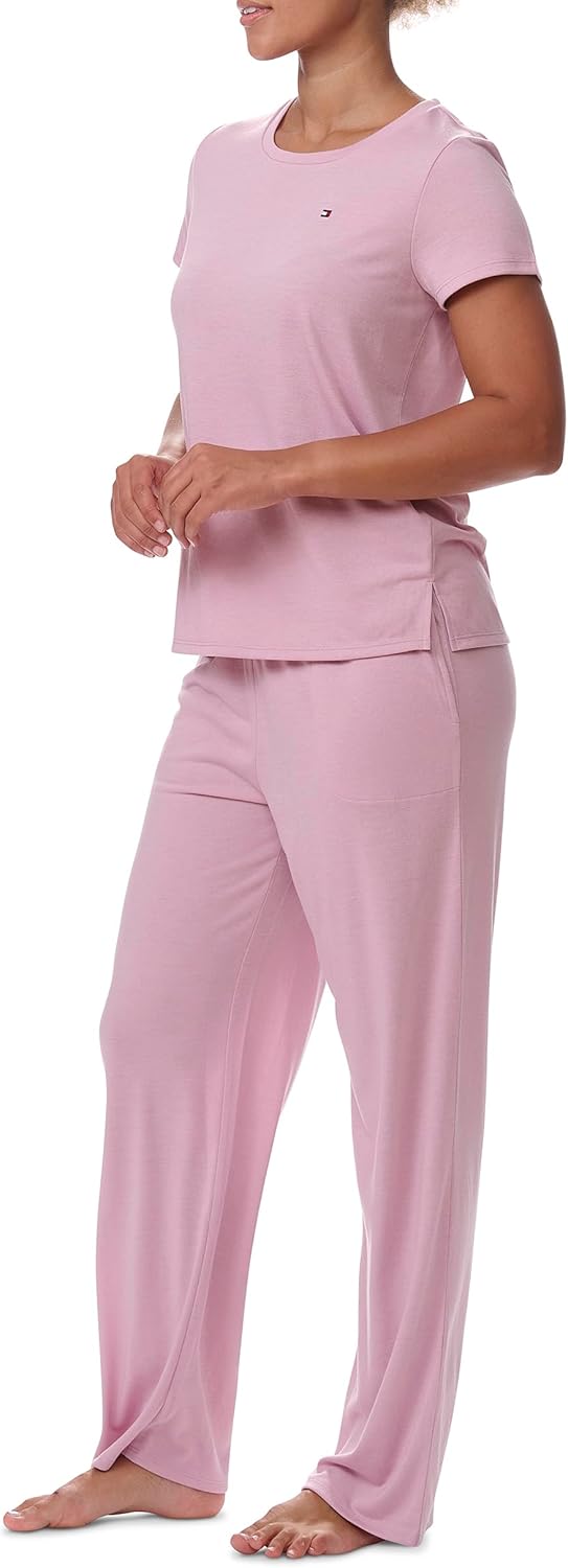 Tommy Hilfiger womens T-shirt and Open Leg Pant 2 Piece Pajama Set - Image 5