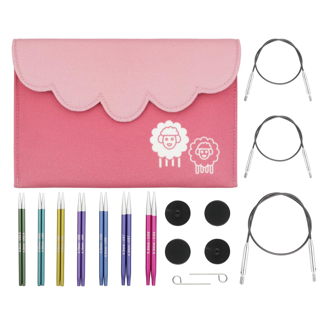KnitPro Zing Midi Interchangeable Needle Set 4" (10cm), Multicolour, 3-5 mm Midi