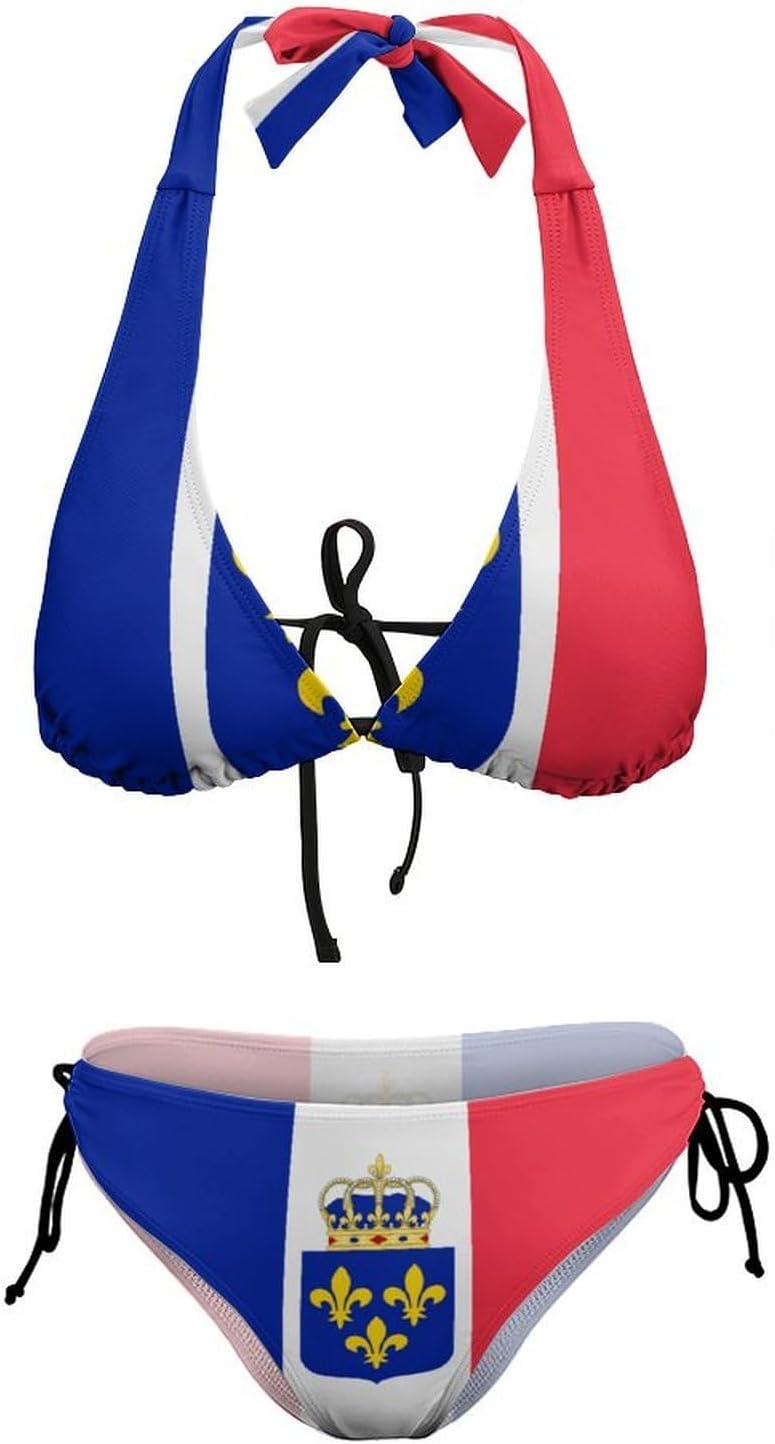Count Henri Flag of France Novelty Women's 2 Piece String Bikini Set Swimsuits Bathing Suit Swimwear