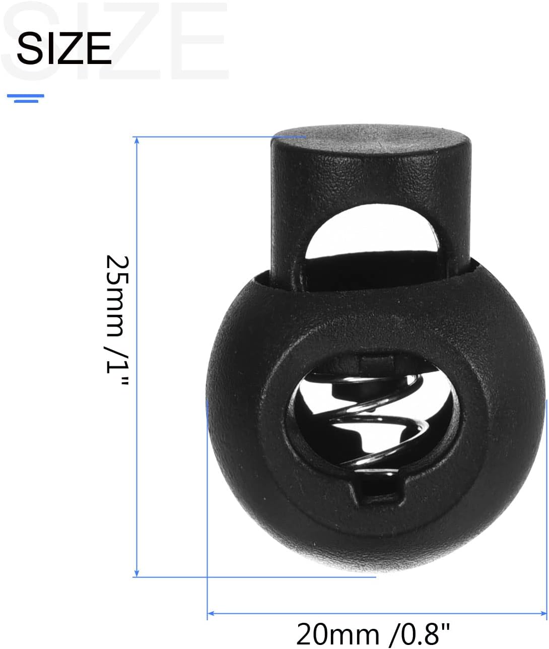 METALLIXITY Plastic Spring Cord Locks (0.31")10pcs, Single Hole Spring Stopper Fastener Slider Toggles End for Drawstrings Shoelaces Backpack Lanyard, Black - Image 2