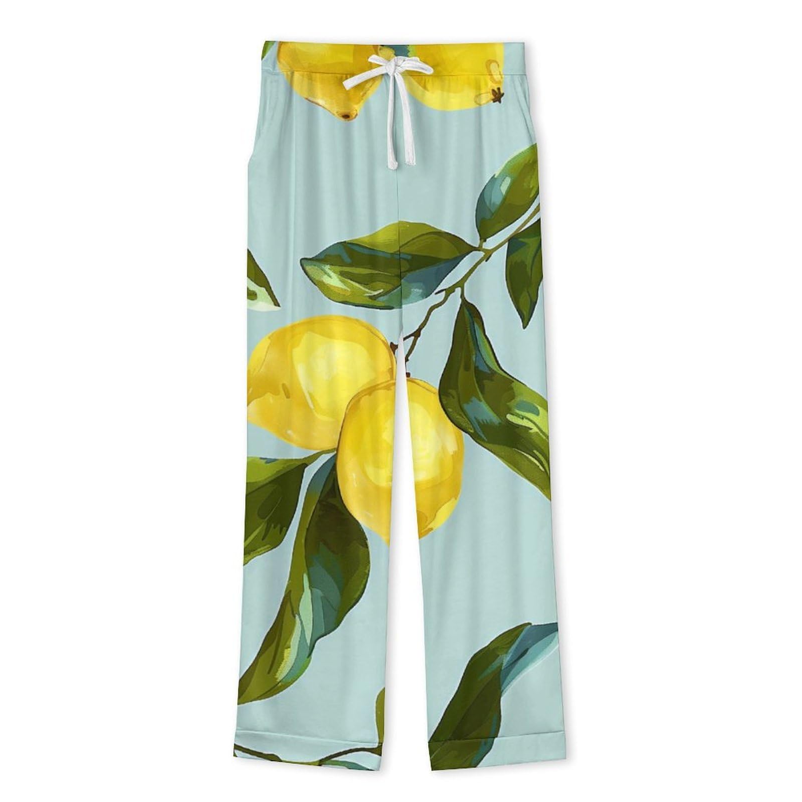 OLEETS Completo Pigiama da Uomo - Frutto di Limone Pigiama Invernale Completo con Top E Pantaloni 2 Pezzi Morbido E Confortevole Casual da Notte