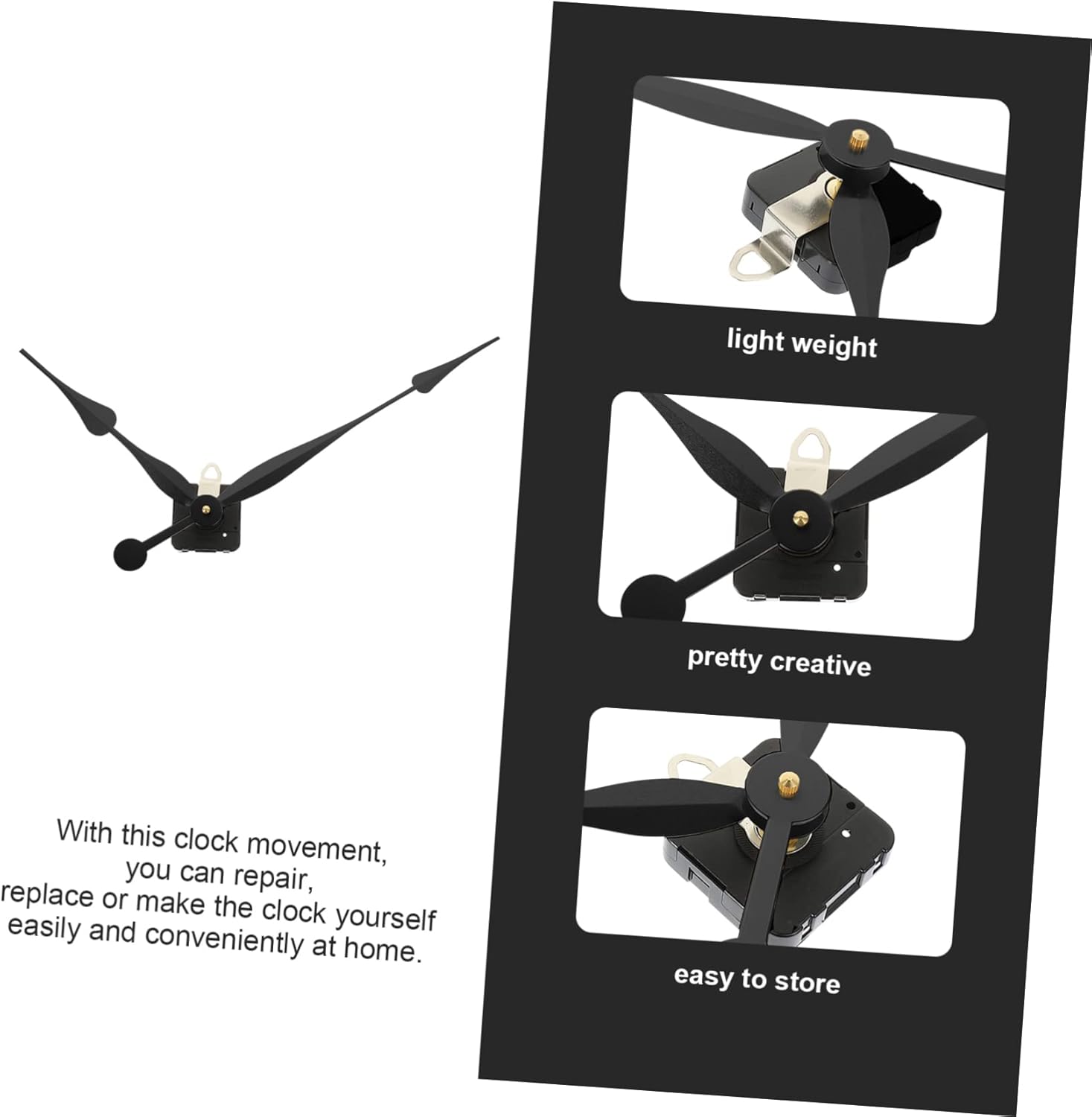 DOITOOL 3sets Wall Clock Movement Mechanism Replacement Kit Clock Hands for Repairs and Custom Designs