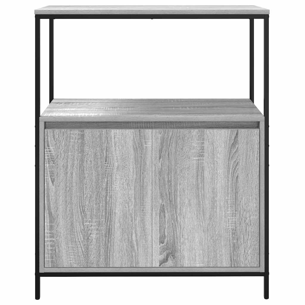Armadietto da bagno grigio Sonoma con 3 ripiani e anta, 76,5 x 35 x 95 cm, in legno, per bagno, WC degli ospiti, lavanderia, con piedini regolabili e montaggio a parete, pratico stoccaggio e