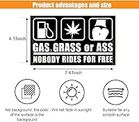 Gas Grass or Ass Nobody Rides for Free Funny Car Sticker Vinyl Decal for Trucks SUVs Laptops Walls