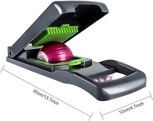 Miniatura 2 de 1 picador de cebolla de verduras picador de alimentos 13 en 1 cortador de 8 cuchillas con recipiente 137 x 47 pulgadas mandolina rebanador