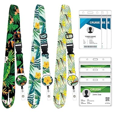 AMAZON - 3 Pack Retractable Cruise Lanyard, Adjustable Cruise Ship Lanyard with Id Badge Reel Holder & Detachable Buckle, Key Card for Carnival Royal Caribbean Cruises, Essential Cruise Accessories(B)