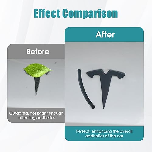 Miniatura 5 de Calcomanías para cubierta del logotipo del maletero delanterotrasero del modelo Y, accesorios de emblema negro mate (3 unidadesjuego)