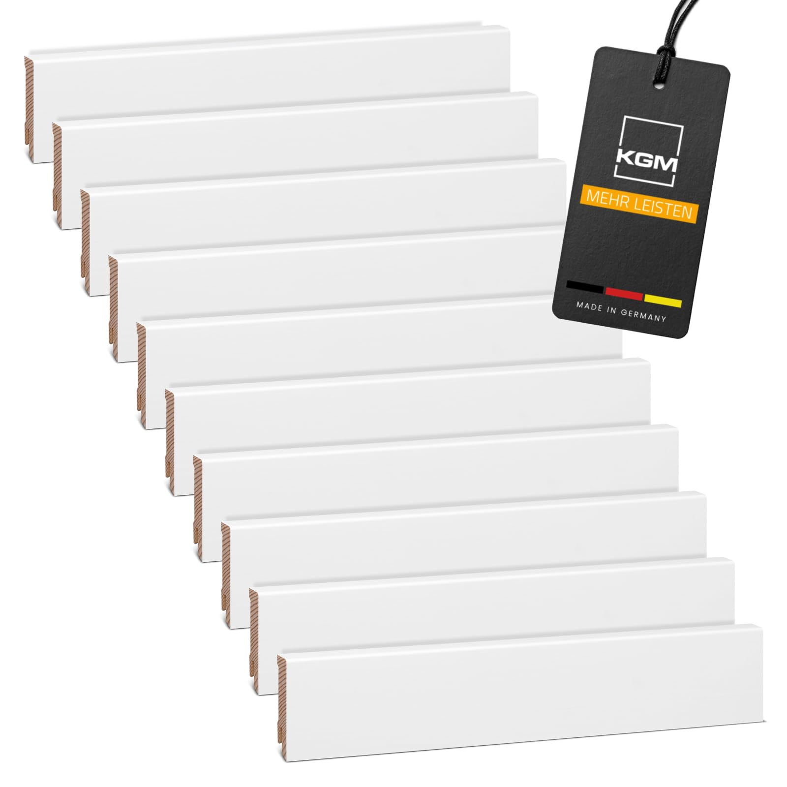 KGM Massivholz Sockelleiste Modern - Weiß - 2400 x 16 x 58 mm - 20 Stk.