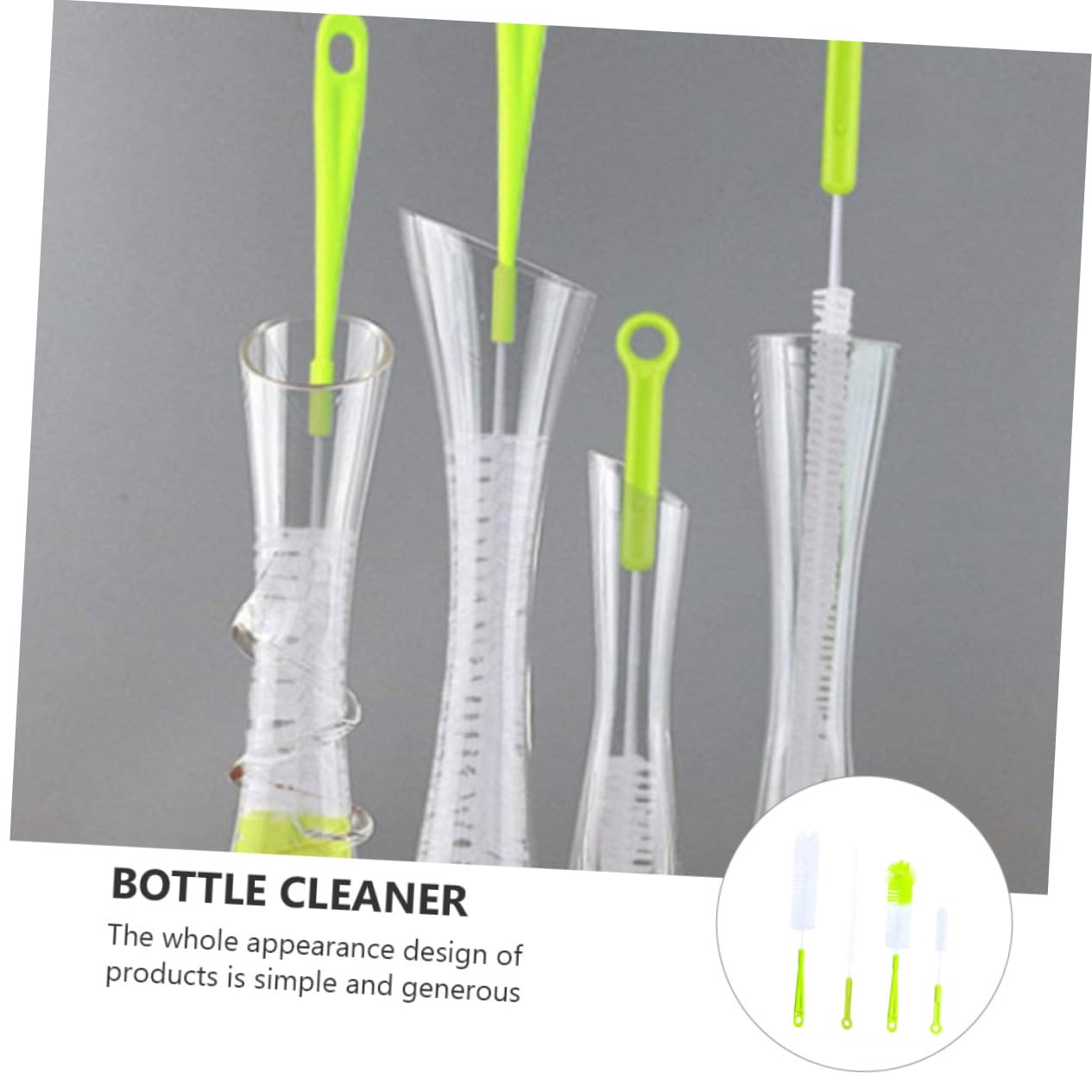 FRCOLOR 3juegos Limpiadores para Botellas y Cepillo De Limpieza para Biberones y Tazas Diseño y Verde