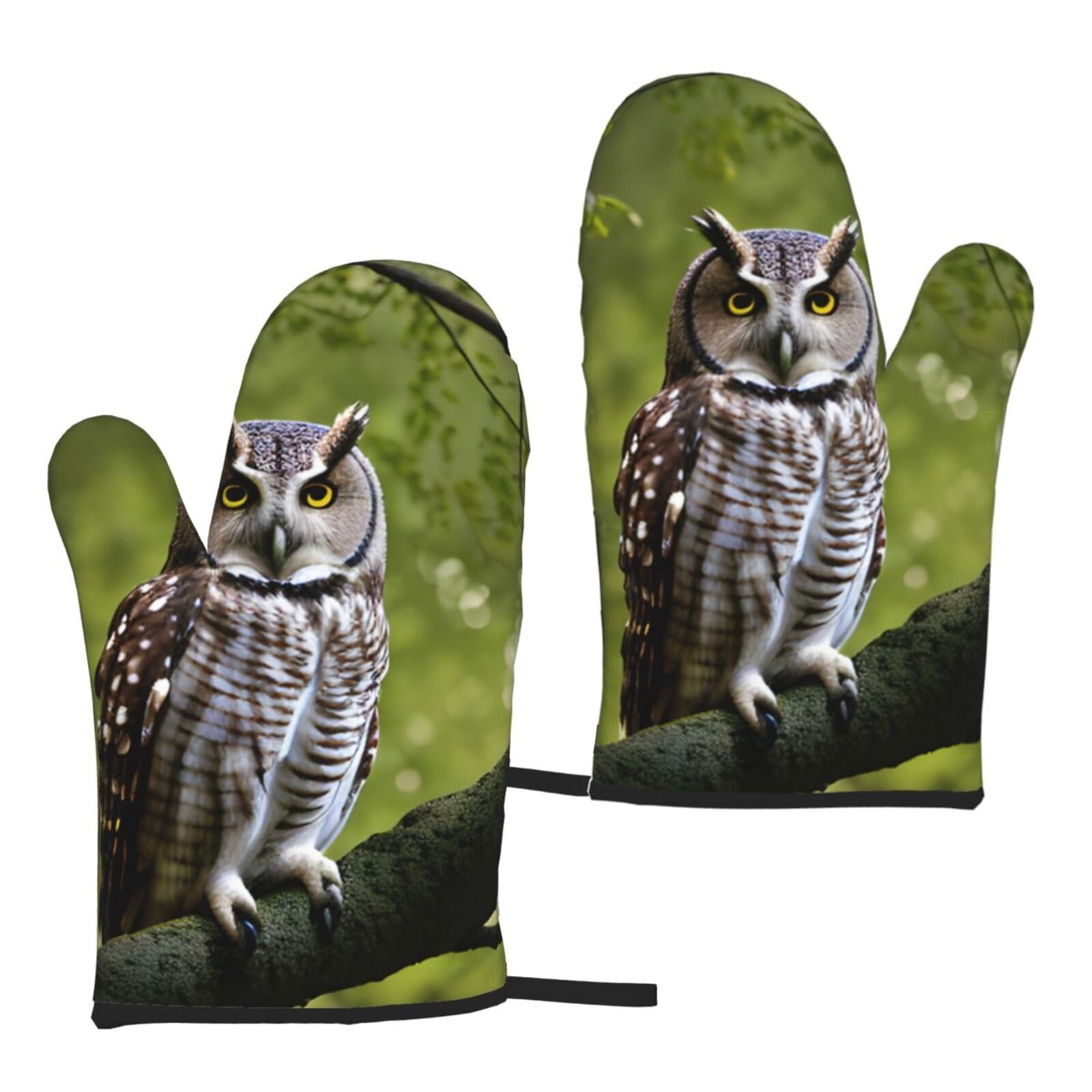Owl Tree Branches Print Heat Resistant Universal Fit Oven Microwave Gloves Home Cooking Baking Grilling