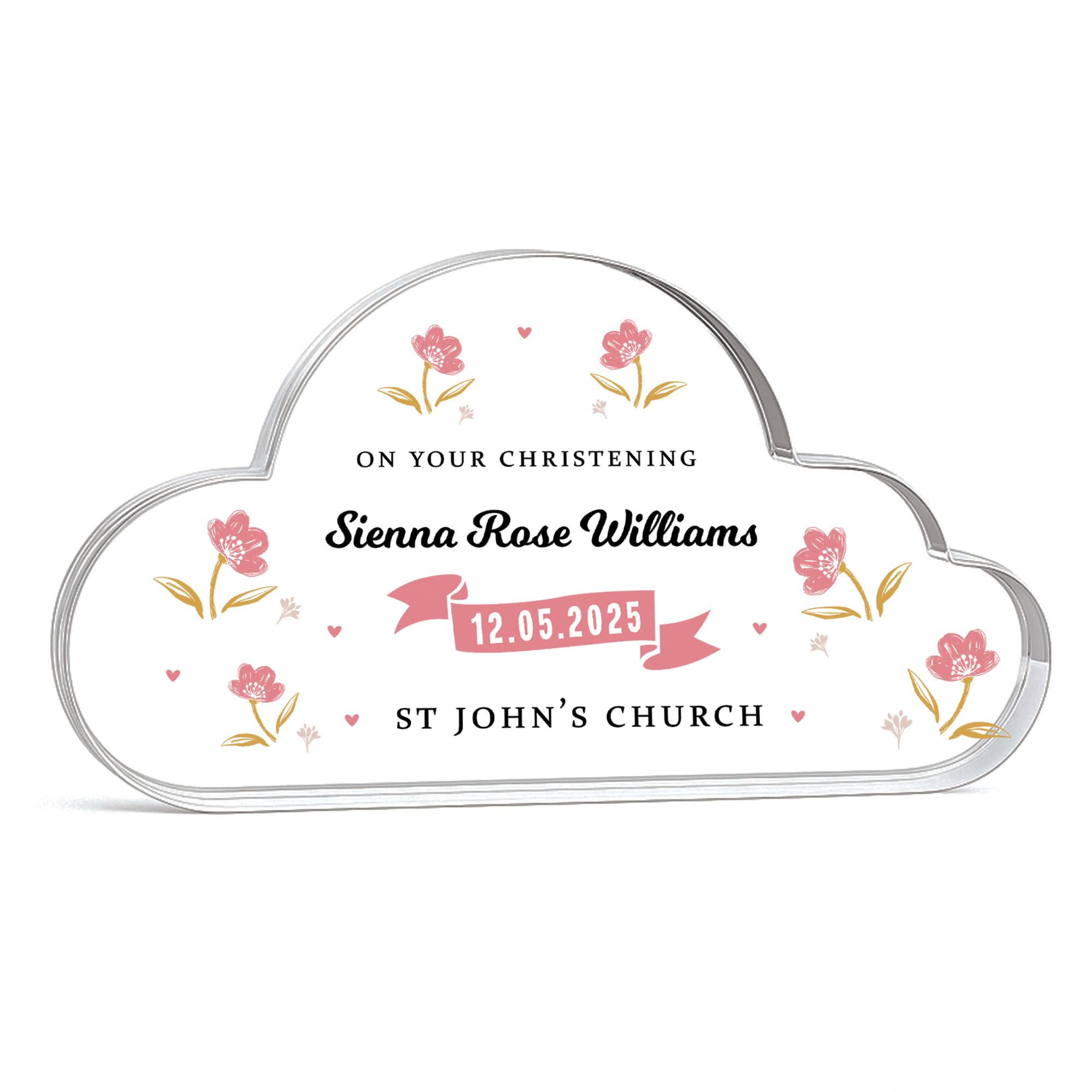 Red Ocean Personalised Christening Gift For Baby Girl Cloud Baby Plaque Christening Keepsake Gift for New New Mum Dad Goddaughter Niece Daughter Granddaughter