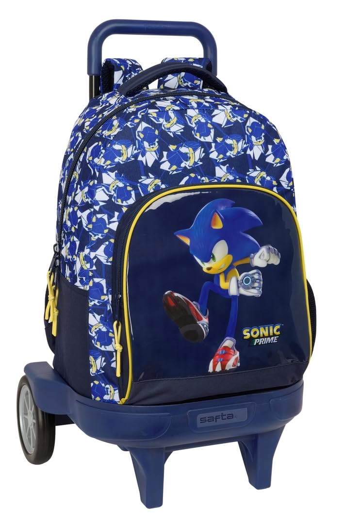 Safta SONIC CITY - Mochila Grande con Ruedas, Compact Evolución, Extraíble, Ideal para Niños de Diferentes Edades, Cómoda y Versátil, Calidad y Resistencia, 33x22x45 cm