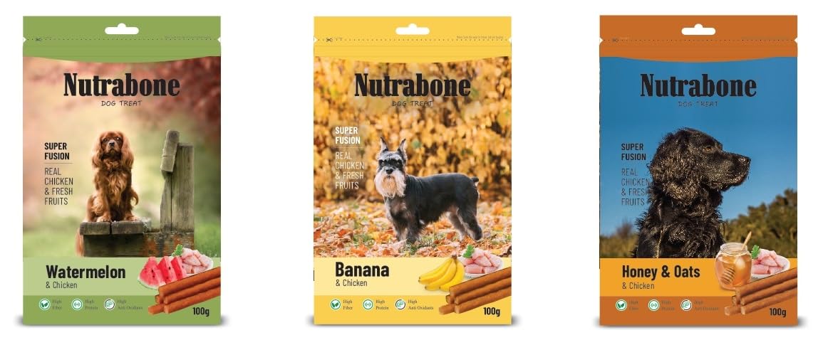 Nutrabone Dog Treat Pack of 3, Highly Nutritional & Digestible, Suitable for All Dog Breeds, Easy to Digest, No Artificial Flavors Added, 100g Each (COMBO-3-4)