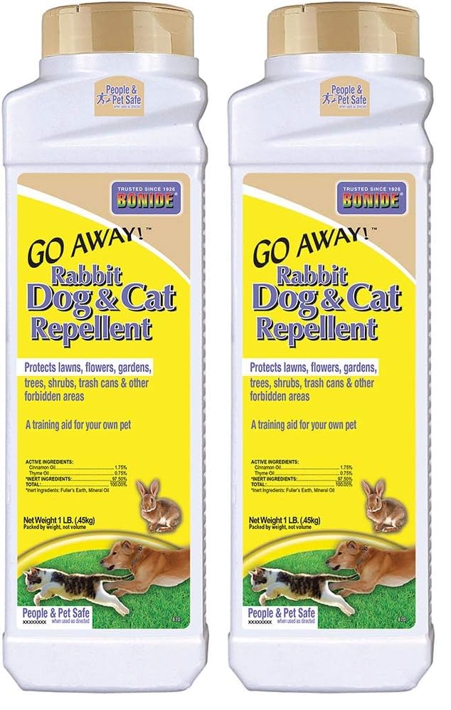 Bonide Go Away! Rabbit, Dog, & Cat Repellent Granules, 1 lb Ready-to-Use, Keep Dogs Off Lawn, Garden, Mulch & Flower Beds (Pack of 2)