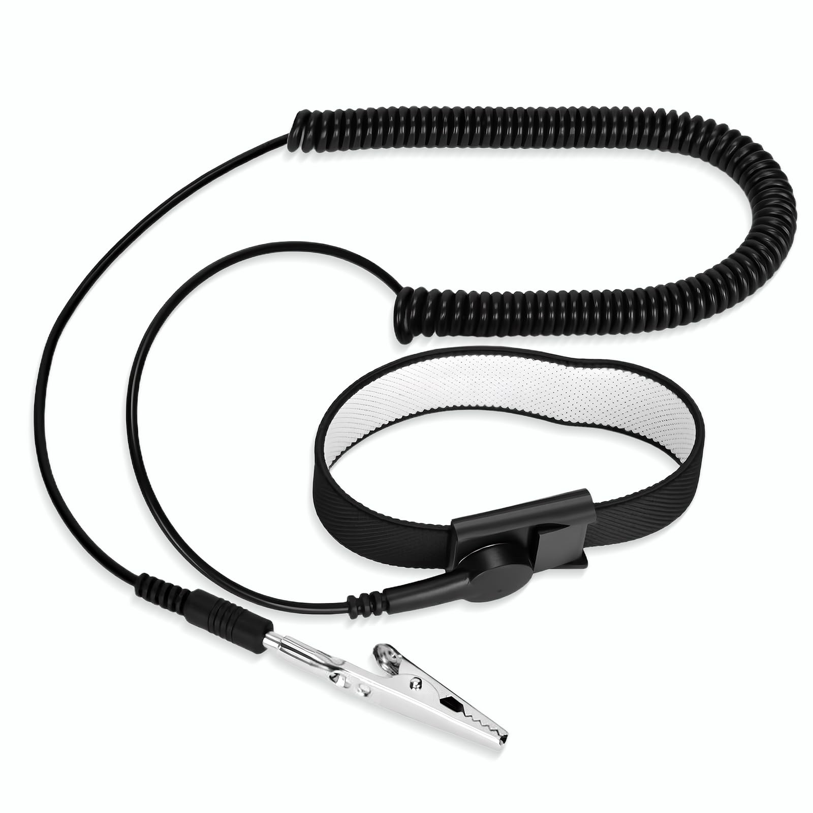 Anti Static Wrist Strap, Adjustable ESD Wrist Strap with Alligator Clip, Grounding Bracelet with Extra Long Cord for PC Building Electronics Repair & Treadmill Static Protection [Regular Size]